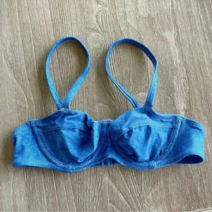 Aerie Unlined Underwire Bikini Top in Denim Blue Size 32B NWOT